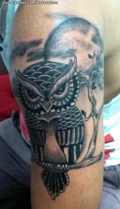 Tattoo photo Birds, Owls, Moons