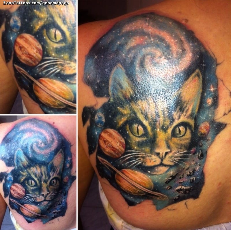 Foto de tatuaje Gatos, Astronomía, Planetas