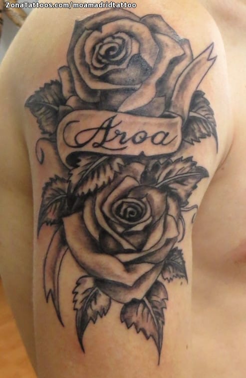 Tatuaje de Rosas, Flores, Hojas