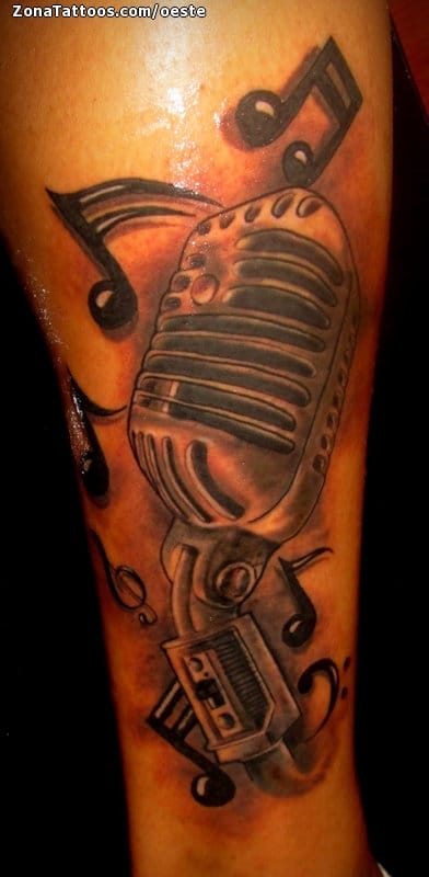 Tattoo of Microphones, Musical notes Tattoo of Microphones, Musical notes