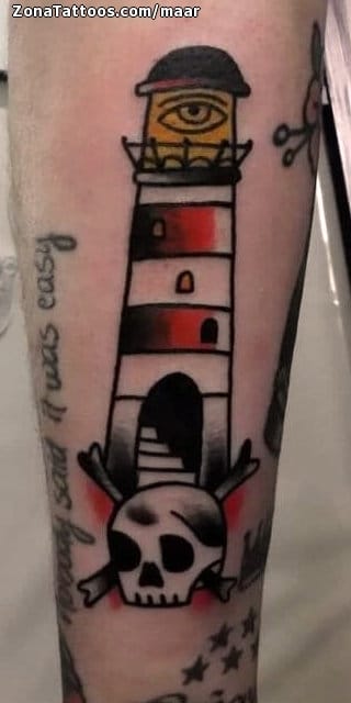 Tattoo photo Lighthouses, Old School, Skulls