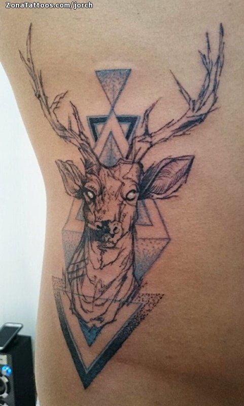 Foto de tatuaje Ciervos, Animales, Geométricos