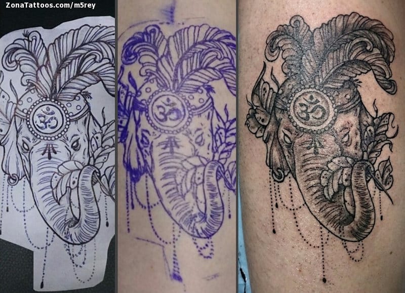 Tattoo photo Animals, Elephants, Om