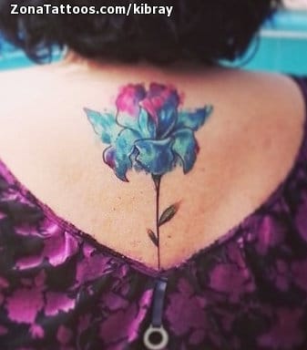 Foto de tatuaje Flores, Acuarela, Espalda