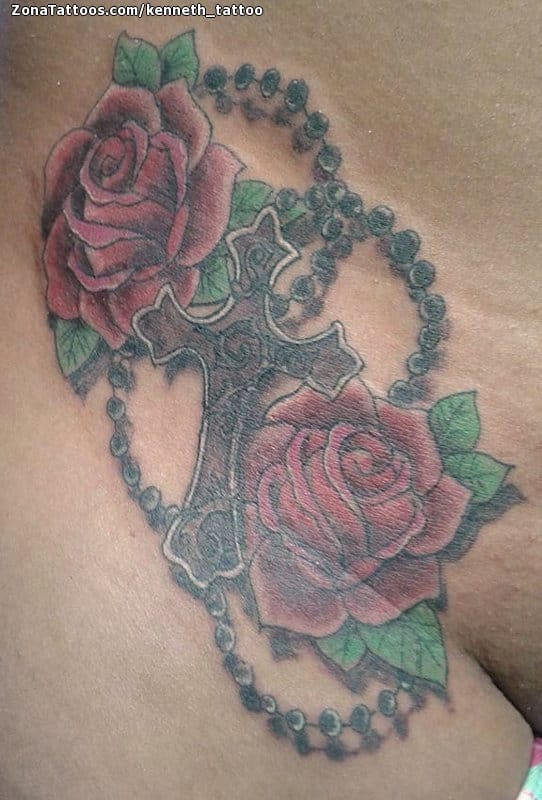 Foto de tatuaje Rosas, Rosarios, Religiosos