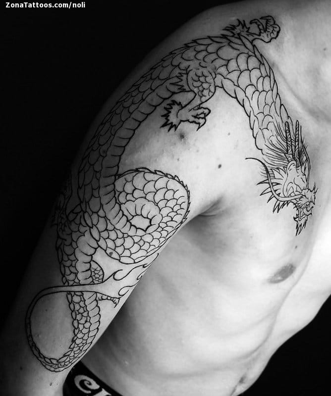 Tattoo photo Dragons, Asian, Chest