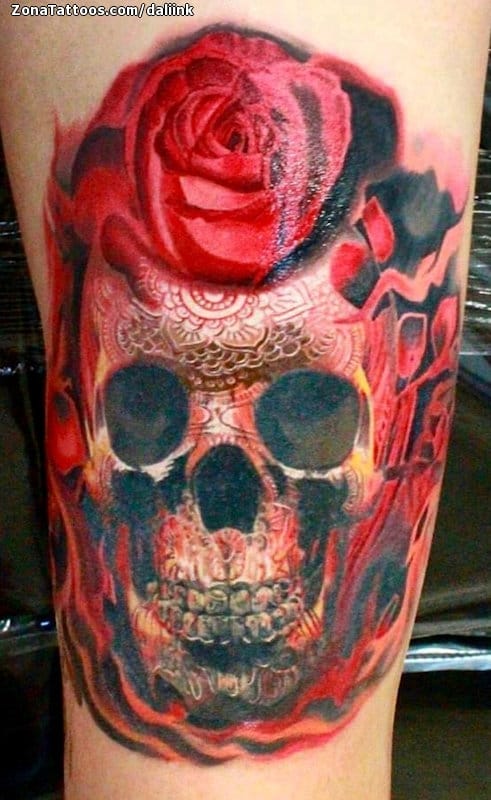 Foto de tatuaje Calaveras, Rosas, Flores