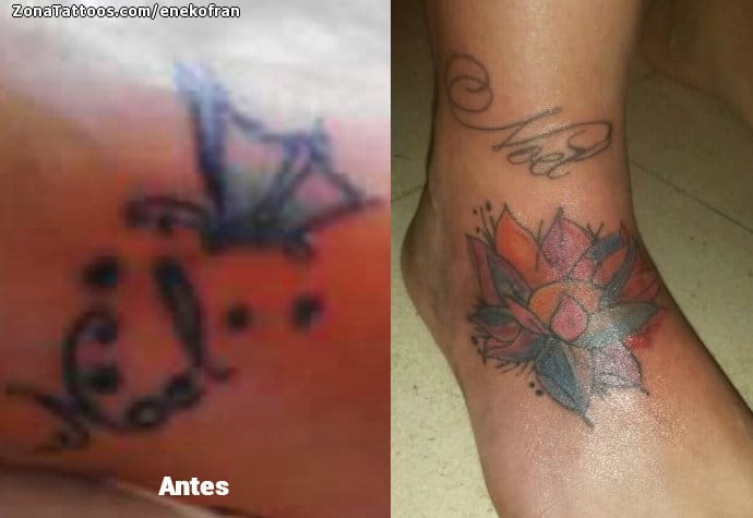 Tattoo photo Flowers, Instep, Cover Up