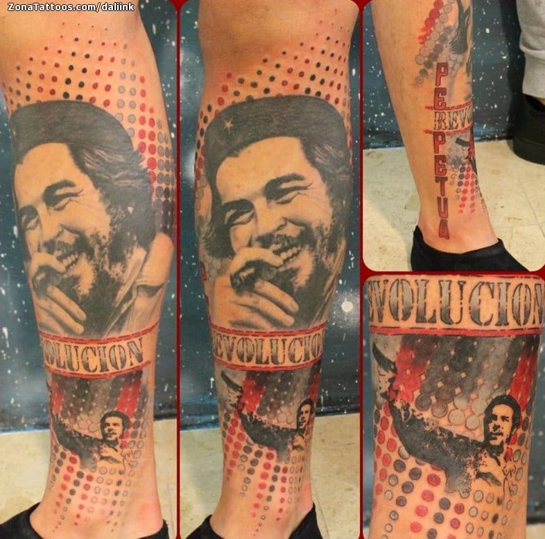 Tattoo photo Che Guevara, Circles, Leg