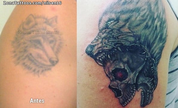 Tatuaje de Lobos, Calaveras, Cover Up