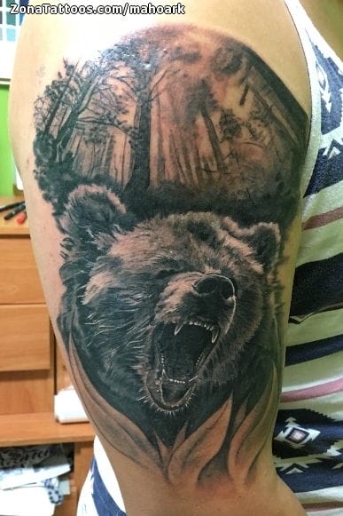 Tattoo of Bears, Animals, Trees