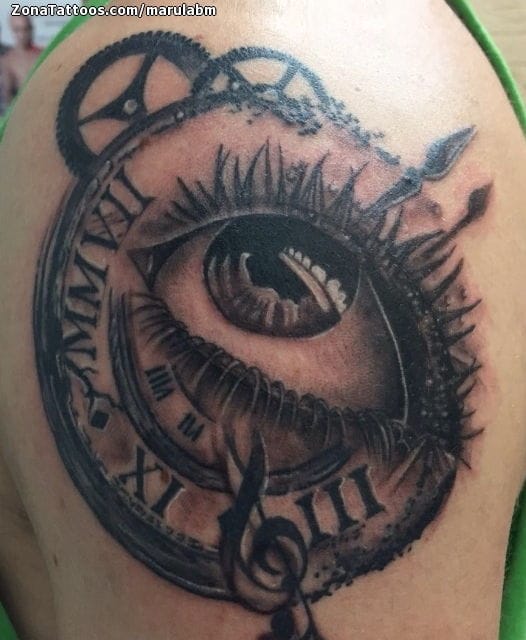 Foto de tatuaje Ojos, Engranajes, Relojes