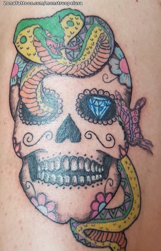 Tattoo photo Sugar Skull, Cobras, Snakes