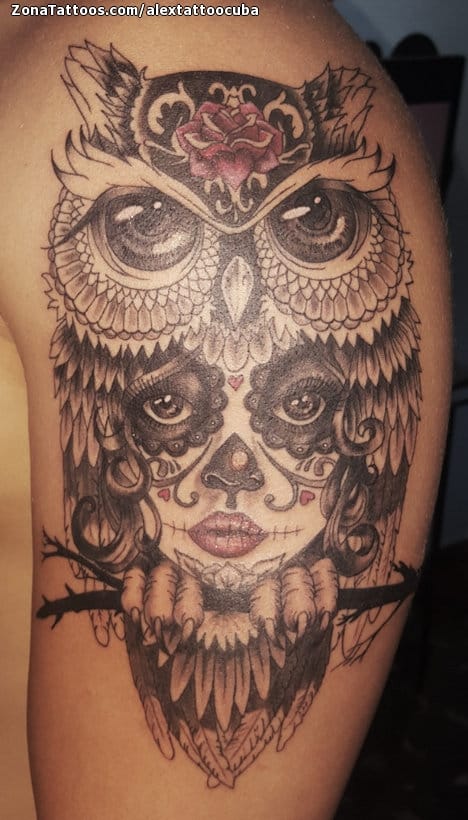 Tattoo photo Owls, Catrina, Birds