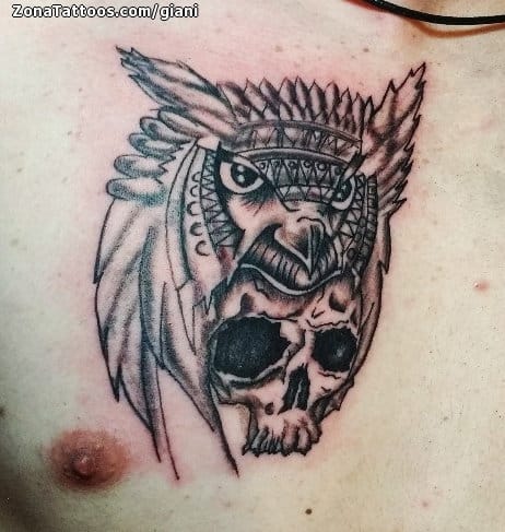 Foto de tatuaje Calaveras, Búhos, Aves