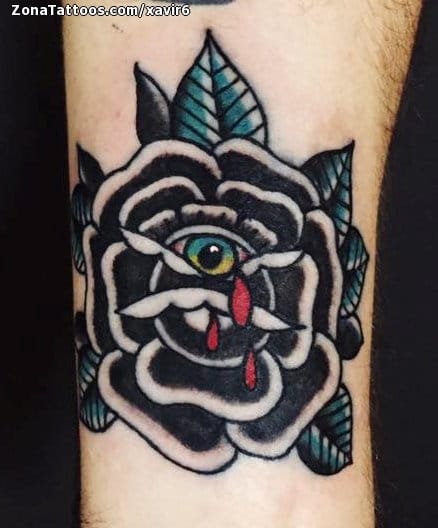 Tattoo photo Roses, Flowers, Eyes