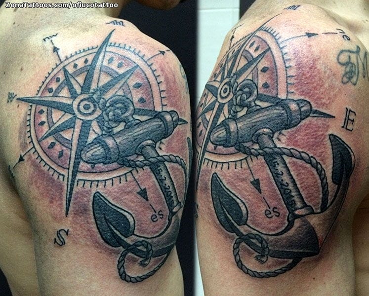 Compass and Anchor Tattoo by WAZ  Tattoo Insider