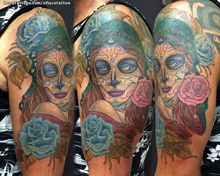 Foto de tatuaje Catrinas, Rosas, Flores