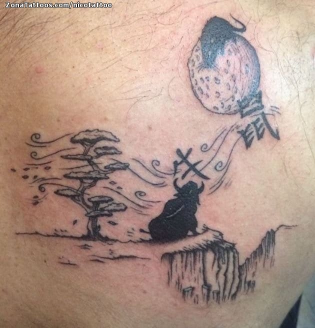 Foto de tatuaje Animales, Lunas, Árboles