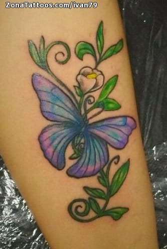 Foto de tatuaje Mariposas, Plantas, Insectos