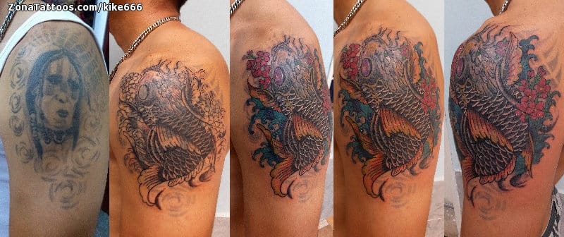 Tattoo of Koi, Fish, Shoulder