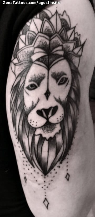 Foto de tatuaje Leones, Animales, Mándalas