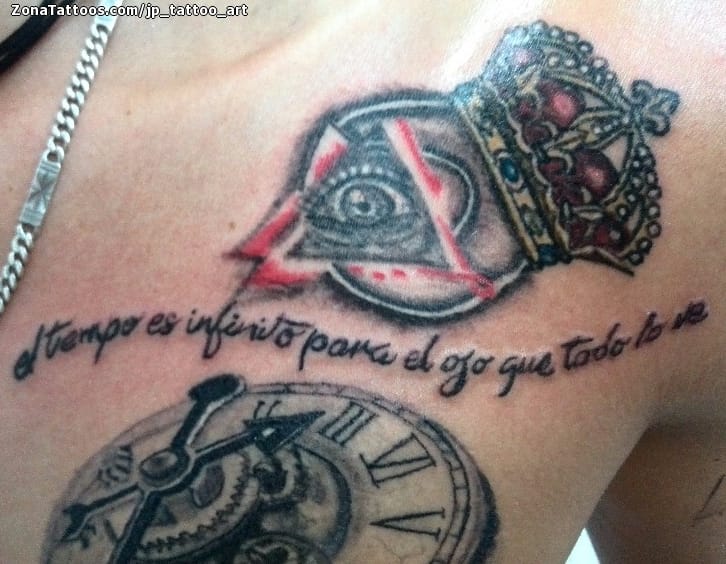 Foto de tatuaje Ojos, Coronas, Frases