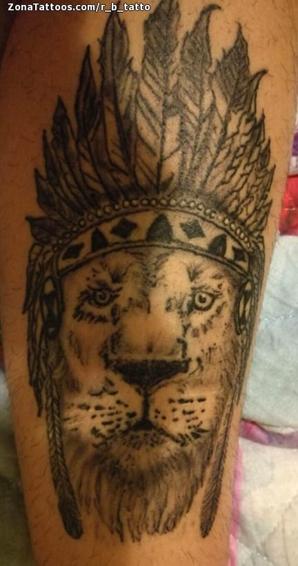 Tattoo photo Lions, Indians, Animals