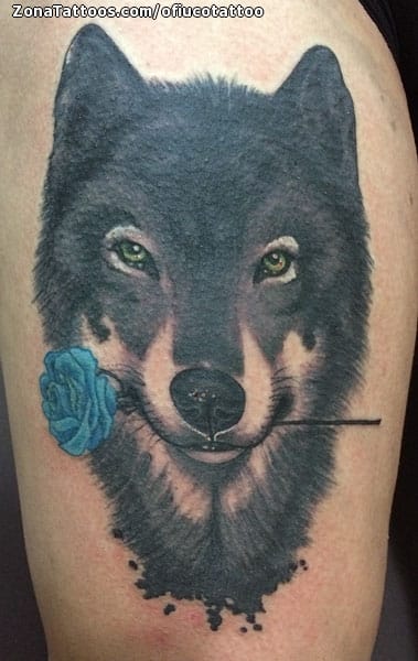 Tatuaje de Lobos, Animales, Rosas