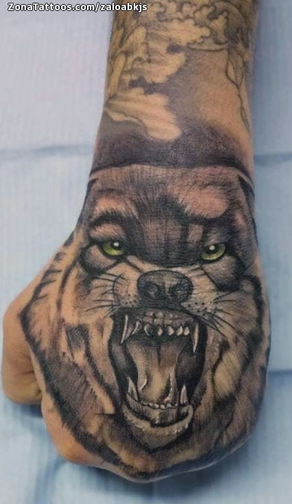 Foto de tatuaje Lobos, Mano, Animales