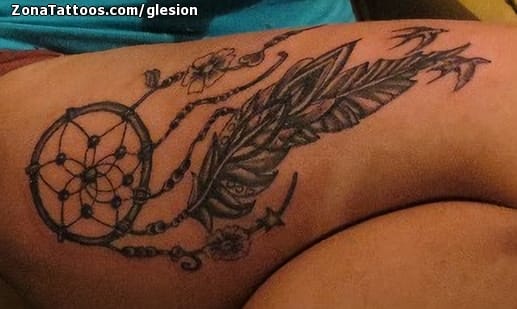 Foto de tatuaje Atrapasueños, Muslo