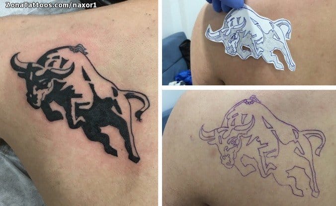 Tattoo of Bulls, Animals, Shoulder blade