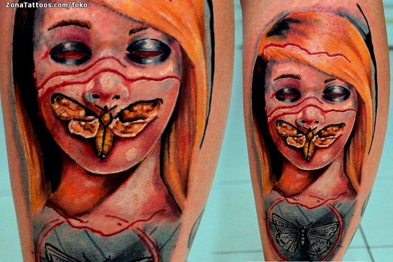 Tattoo photo Faces, Moths