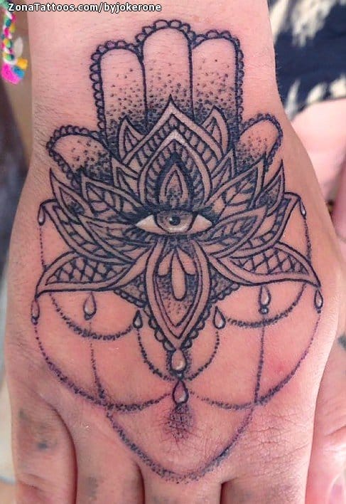 Tattoo photo Mandalas, Hand, Pointillism