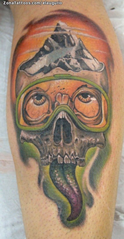 Tattoo of Skulls, Mountains, Gothic