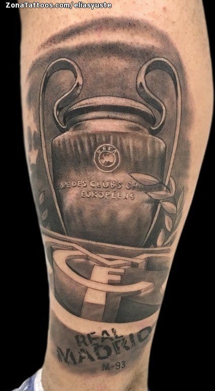 Foto de tatuaje Trofeos, Real Madrid, Pierna