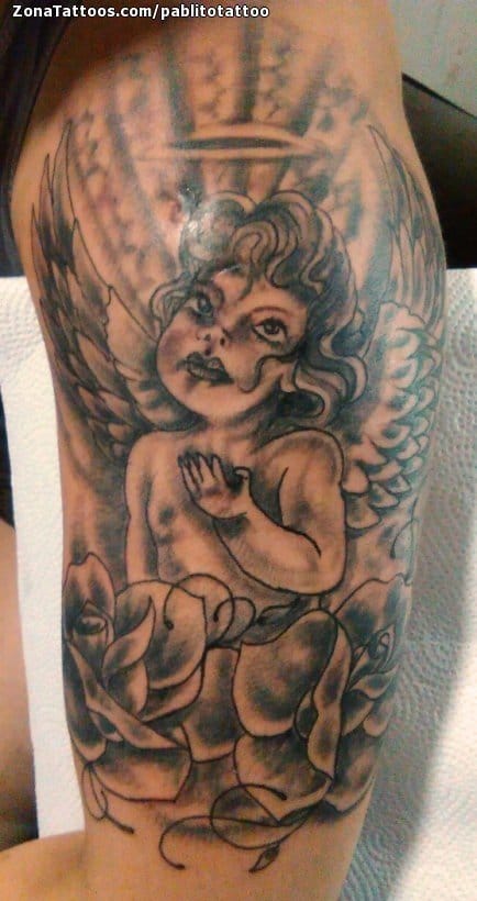 Tattoo photo Cherubs, Religious, Biceps