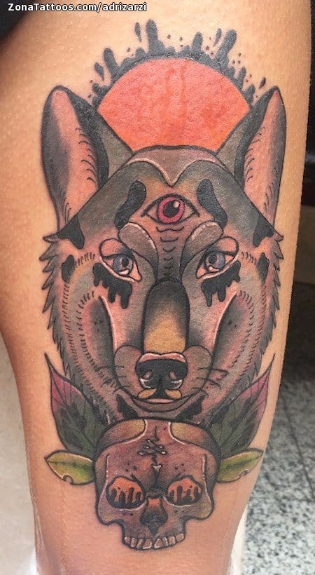 Tatuaje de Lobos, Animales, Calaveras
