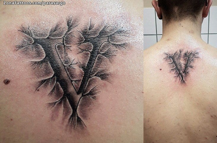 Foto de tatuaje Iniciales, Letras, Grietas