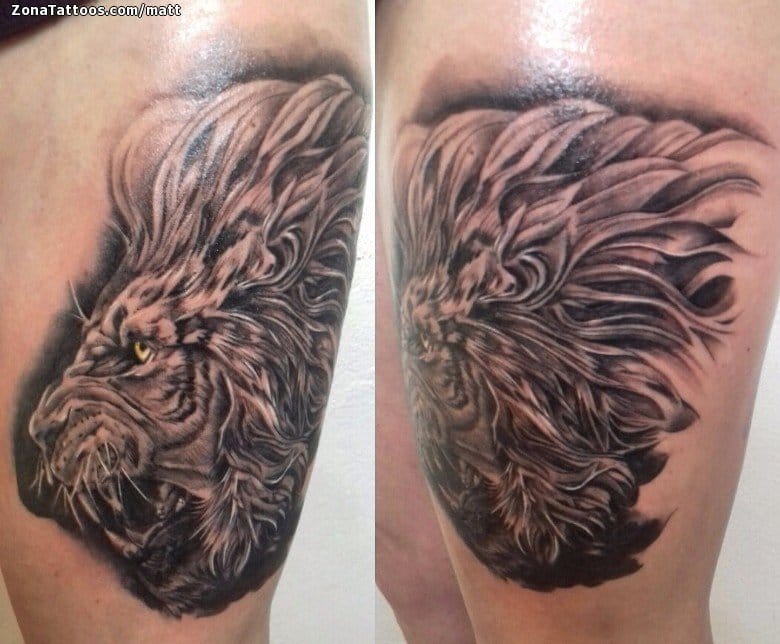 Tattoo photo Lions, Animals, Thigh