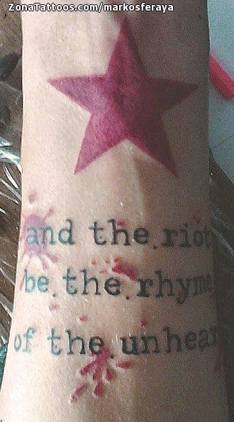 Tattoo photo Messages, Letters, Stars