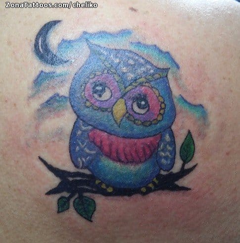 Foto de tatuaje Búhos, Aves, Animales