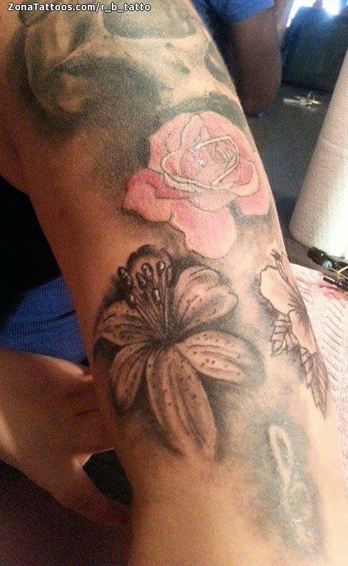 Tattoo photo Flowers, Lilies, Roses