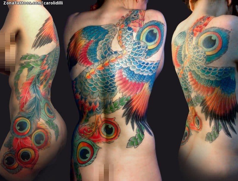 Tattoo photo Phoenix, Back, Mythology