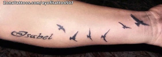 Tattoo photo Names, Birds, Forearm
