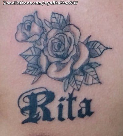 Foto de tatuaje Nombres, Rosas, Flores