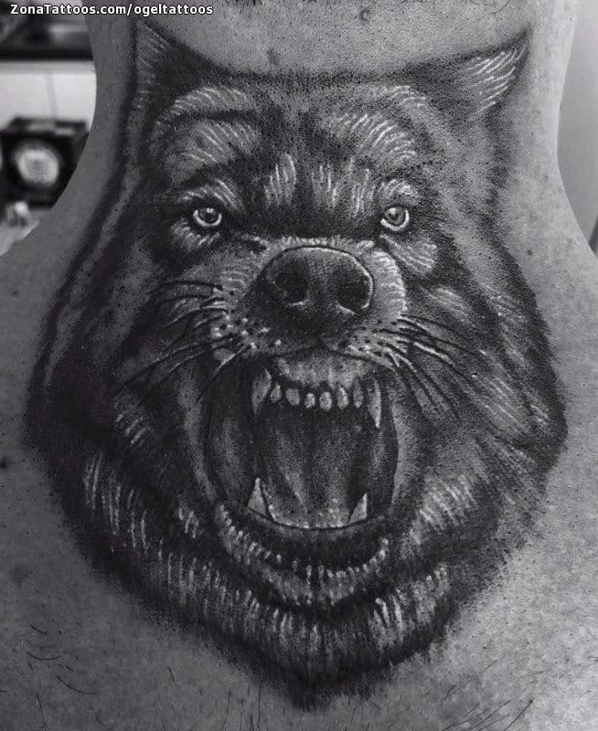 Foto de tatuaje Lobos, Nuca, Animales