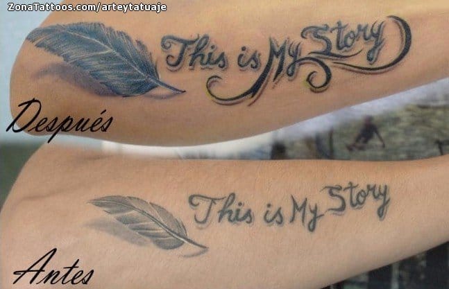 Foto de tatuaje Frases, Plumas, Letras