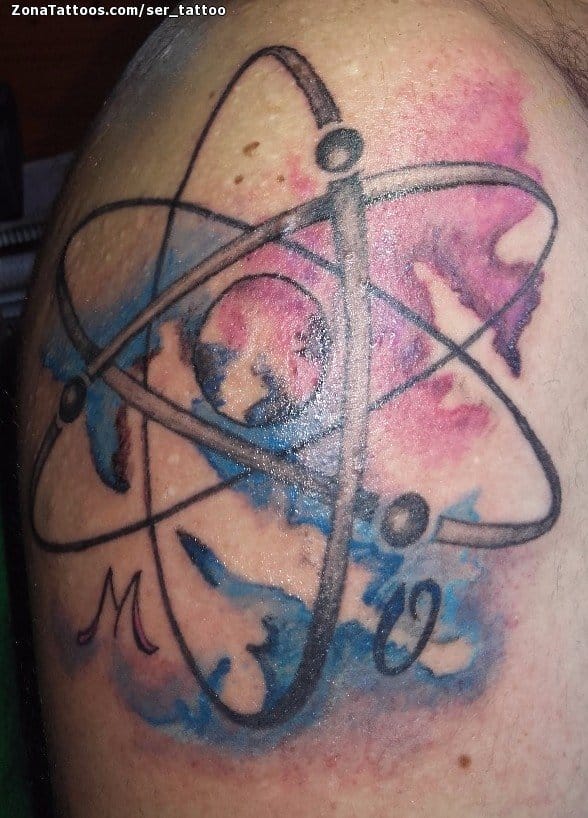 Tattoo photo Atoms, Chemistry, Watercolor