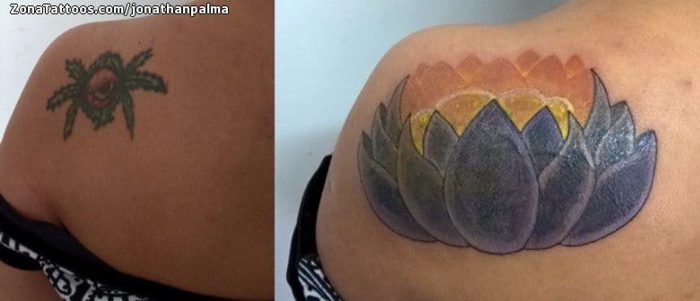 Foto de tatuaje Cover Up, Lotos, Omóplato